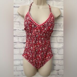 Boden US 6 Pointsetta Pansy Bloom Crochet One‎ Price Swimsuit halter Pink Red
